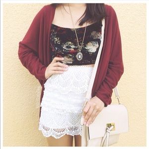 Crochet layered mini skirt